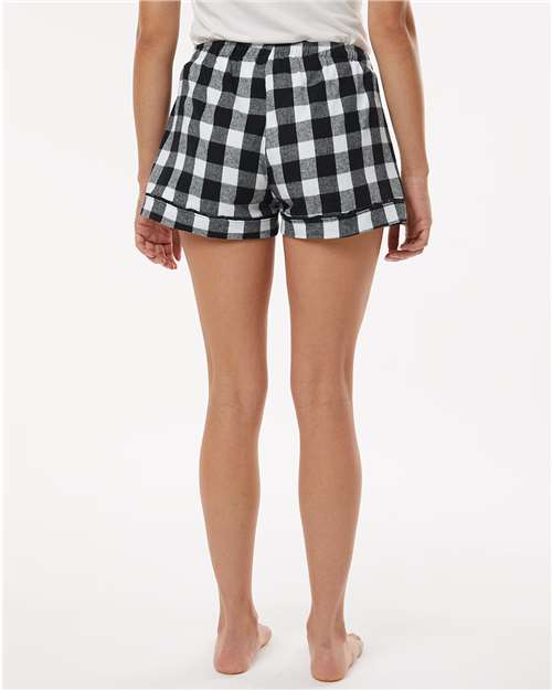 Boxercraft BW6501 Women's Flannel Shorts - Black/ White Buffalo Plaid - model back