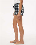 Boxercraft BW6501 Women's Flannel Shorts - Black/ White Buffalo Plaid - model side