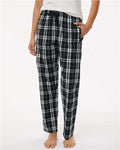 Boxercraft BW6620 Women's Haley Flannel Pants - Black/ White - model front