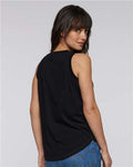 LAT 3592 Women's Relaxed Fine Jersey Tank - Black - model back