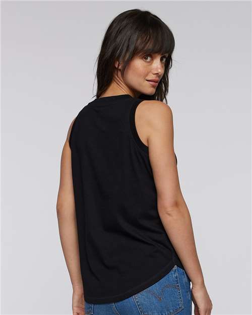 LAT 3592 Women's Relaxed Fine Jersey Tank - Black - model back