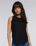 LAT 3592 Women's Relaxed Fine Jersey Tank - Black - model front