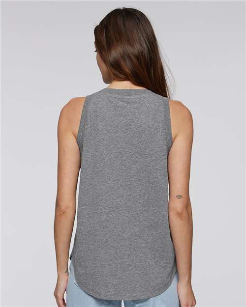LAT 3592 Women's Relaxed Fine Jersey Tank - Granite Heather - model back