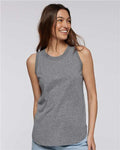LAT 3592 Women's Relaxed Fine Jersey Tank - Granite Heather - model front