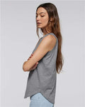 LAT 3592 Women's Relaxed Fine Jersey Tank - Granite Heather - model side
