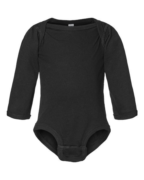 Rabbit Skins 4421 Infant Fine Jersey Long Sleeve Bodysuit - Black - front