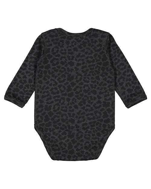 Rabbit Skins 4421 Infant Fine Jersey Long Sleeve Bodysuit - Black Leopard - back