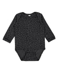 Rabbit Skins 4421 Infant Fine Jersey Long Sleeve Bodysuit - Black Leopard - front