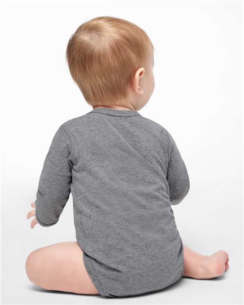 Rabbit Skins 4421 Infant Fine Jersey Long Sleeve Bodysuit - Granite Heather - model back