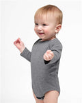 Rabbit Skins 4421 Infant Fine Jersey Long Sleeve Bodysuit - Granite Heather - model side