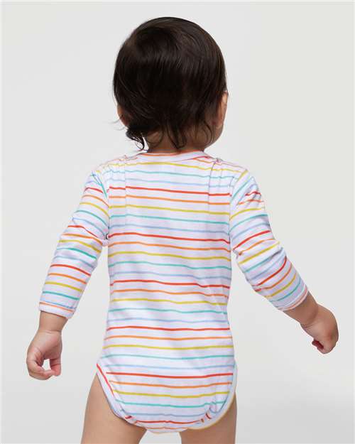 Rabbit Skins 4421 Infant Fine Jersey Long Sleeve Bodysuit - Rainbow Stripe - model back