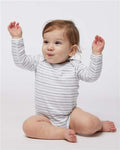 Rabbit Skins 4421 Infant Fine Jersey Long Sleeve Bodysuit - Shadow Stripe - model front