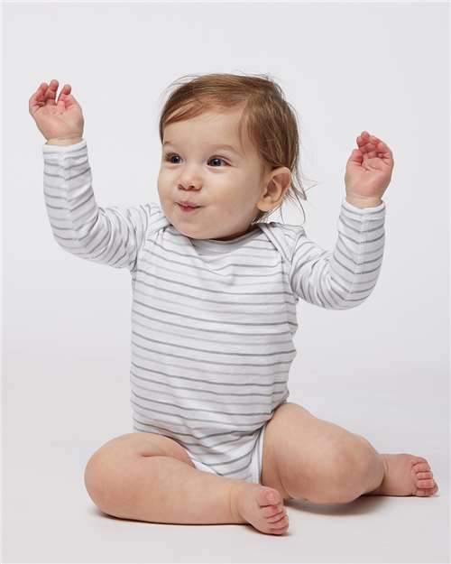 Rabbit Skins 4421 Infant Fine Jersey Long Sleeve Bodysuit - Shadow Stripe - model front