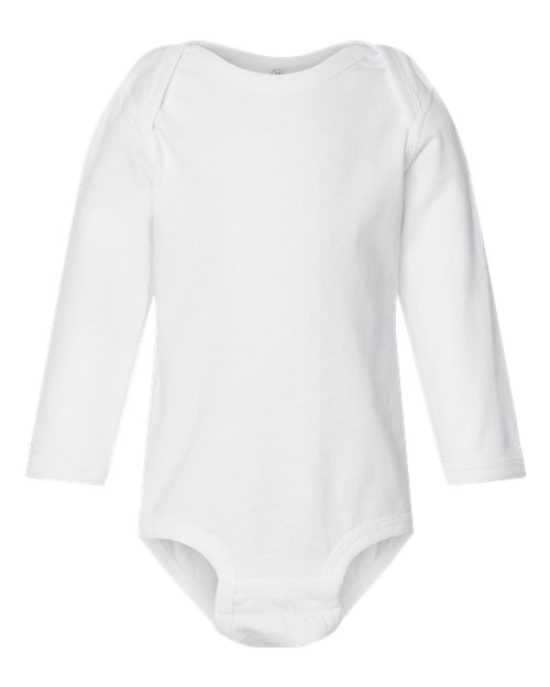 Rabbit Skins 4421 Infant Fine Jersey Long Sleeve Bodysuit - White - front