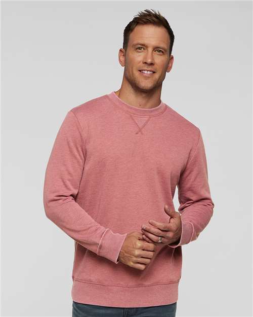 LAT 6935 Unisex Vintage Wash Crewneck Sweatshirt - Washed Rouge - model front
