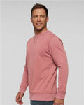 LAT 6935 Unisex Vintage Wash Crewneck Sweatshirt - Washed Rouge - model side
