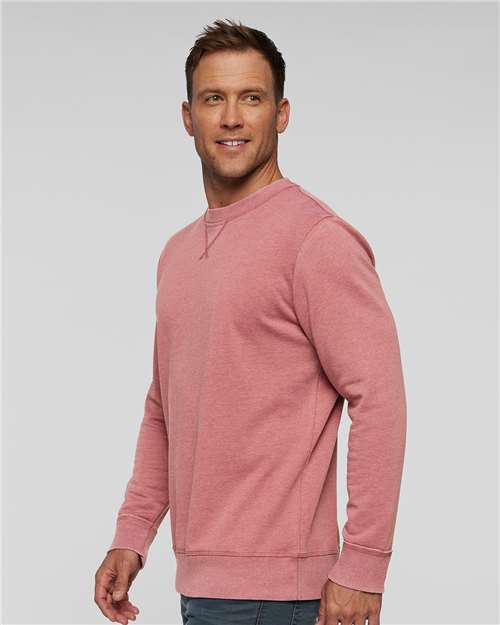 LAT 6935 Unisex Vintage Wash Crewneck Sweatshirt - Washed Rouge - model side