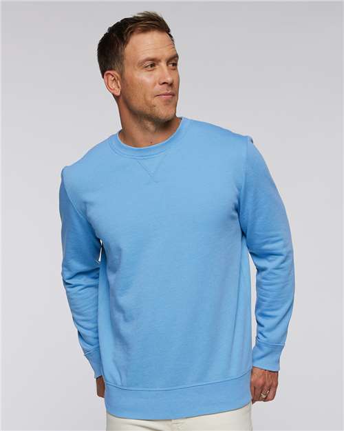 LAT 6935 Unisex Vintage Wash Crewneck Sweatshirt - Washed Tradewind - model front