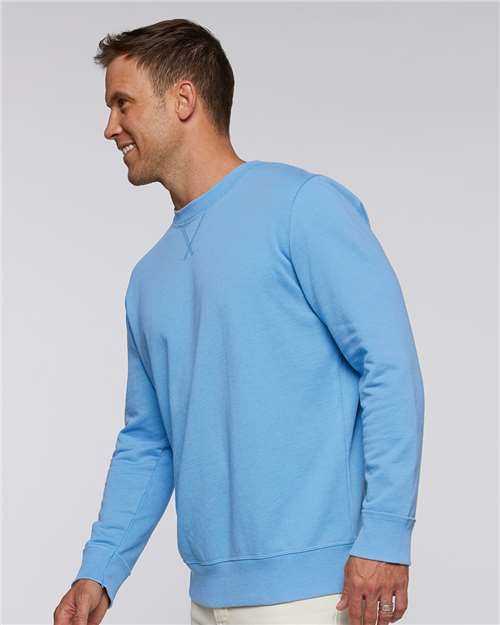 LAT 6935 Unisex Vintage Wash Crewneck Sweatshirt - Washed Tradewind - model side