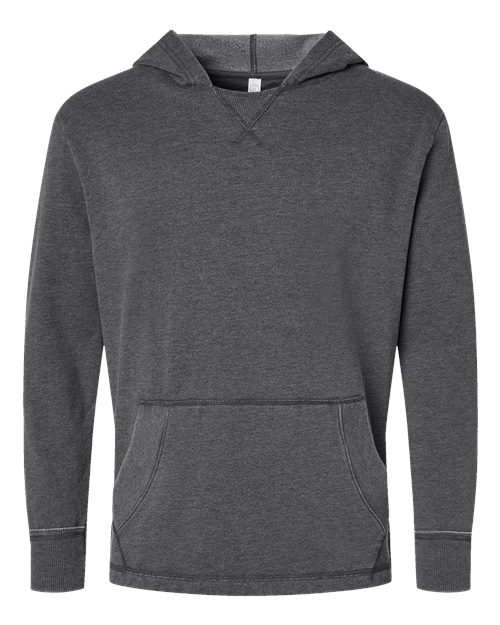 LAT 6936 Unisex Vintage Wash Hoodie Sweatshirt - Washed Black - front