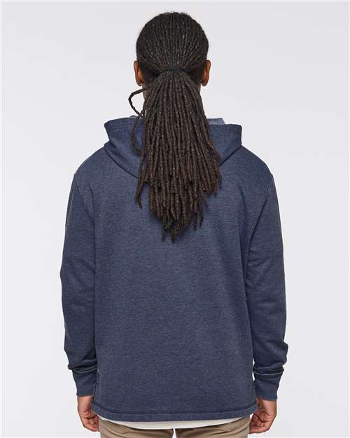 LAT 6936 Unisex Vintage Wash Hoodie Sweatshirt - Washed Navy - model back