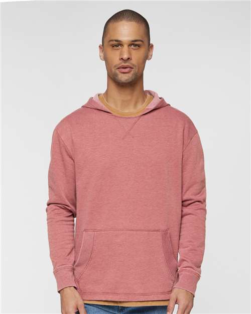 LAT 6936 Unisex Vintage Wash Hoodie Sweatshirt - Washed Rouge - model front