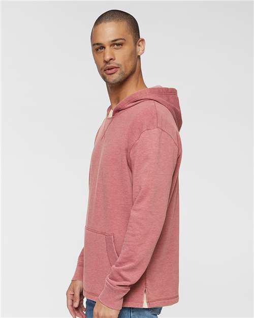 LAT 6936 Unisex Vintage Wash Hoodie Sweatshirt - Washed Rouge - model side