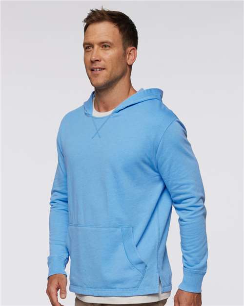 LAT 6936 Unisex Vintage Wash Hoodie Sweatshirt - Washed Tradewind - model side