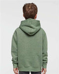 LAT 2296 Youth Hoodie Sweatshirt - Bamboo Blackout - model back