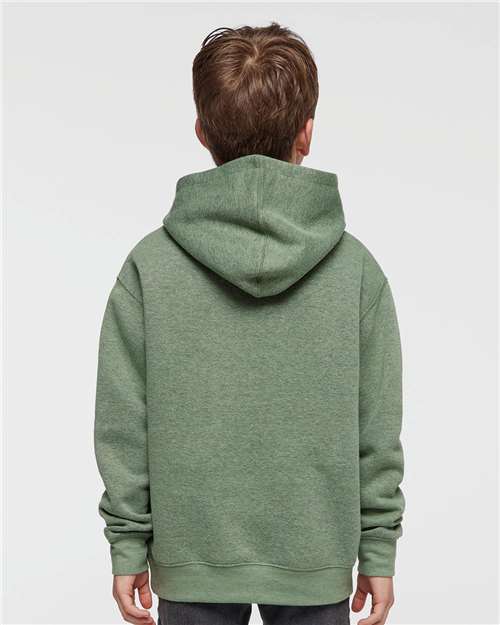 LAT 2296 Youth Hoodie Sweatshirt - Bamboo Blackout - model back