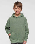LAT 2296 Youth Hoodie Sweatshirt - Bamboo Blackout - model front
