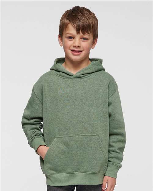 LAT 2296 Youth Hoodie Sweatshirt - Bamboo Blackout - model front