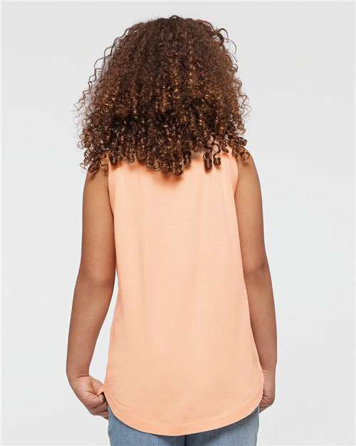 LAT 2692 Girls' Relaxed Fine Jersey Tank - Peachy - model back