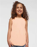 LAT 2692 Girls' Relaxed Fine Jersey Tank - Peachy - model front