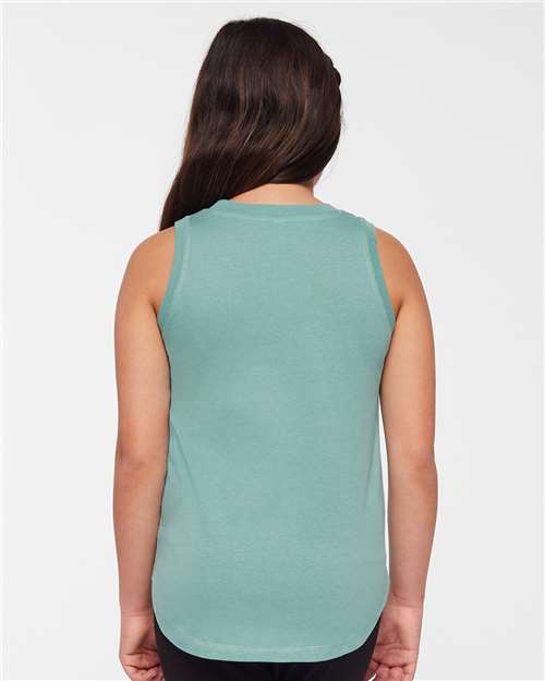 LAT 2692 Girls' Relaxed Fine Jersey Tank - Saltwater - model back