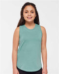 LAT 2692 Girls' Relaxed Fine Jersey Tank - Saltwater - model front