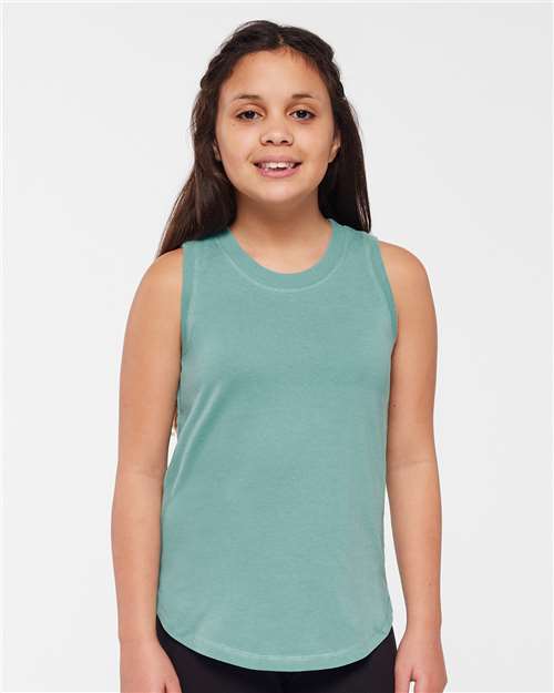 LAT 2692 Girls' Relaxed Fine Jersey Tank - Saltwater - model front