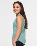 LAT 2692 Girls' Relaxed Fine Jersey Tank - Saltwater - model side