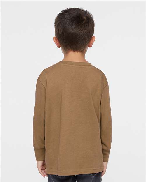 Rabbit Skins 3302 Toddler Fine Jersey Long Sleeve Tee - Coyote Brown - model back
