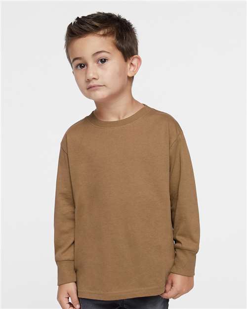 Rabbit Skins 3302 Toddler Fine Jersey Long Sleeve Tee - Coyote Brown - model front