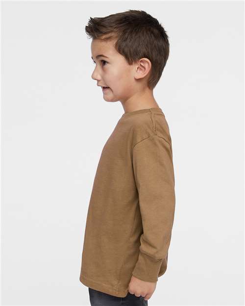 Rabbit Skins 3302 Toddler Fine Jersey Long Sleeve Tee - Coyote Brown - model side