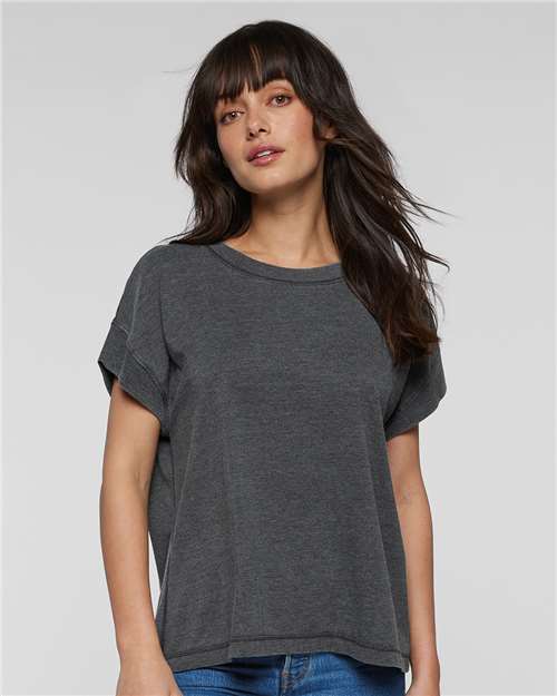 LAT 3502 Women's Vintage Wash Tee - Washed Black - model front