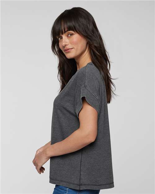 LAT 3502 Women's Vintage Wash Tee - Washed Black - model side