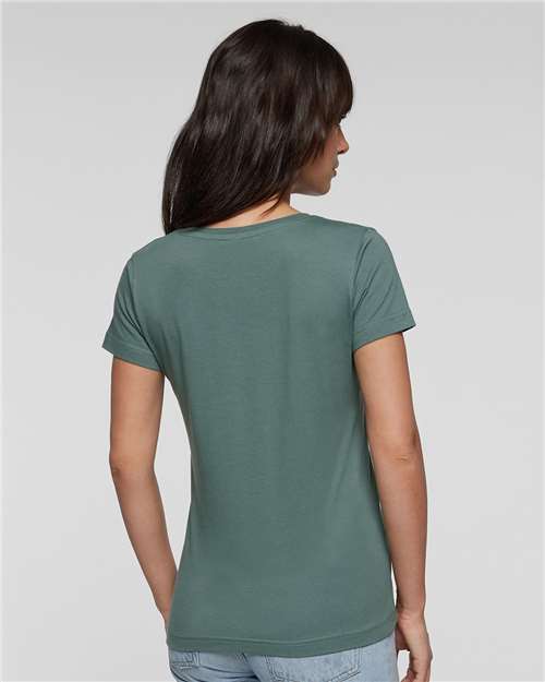 LAT 3516 Women's Fine Jersey Tee - Basil - model back
