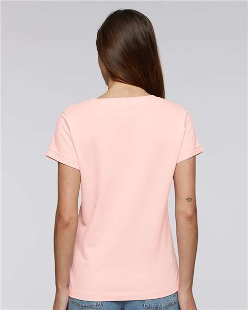 LAT 3516 Women's Fine Jersey Tee - Blush - model back