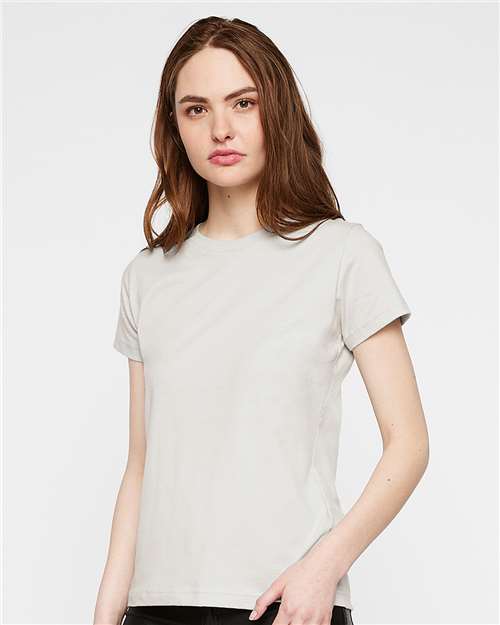 LAT 3516 Women's Fine Jersey Tee - Porcelain - model front