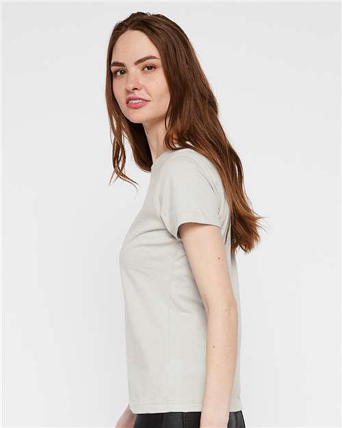 LAT 3516 Women's Fine Jersey Tee - Porcelain - model side