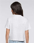 LAT 3518 Women's Boxy Tee - White Reptile - model back