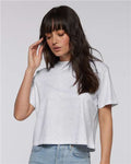 LAT 3518 Women's Boxy Tee - White Reptile - model front