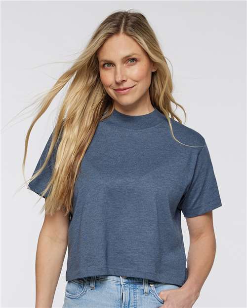 LAT 3518 Women's Boxy Tee - Vintage Denim - model front